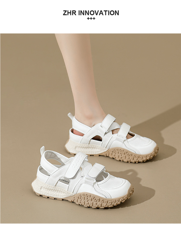 Giày sneaker nữ bít mũi lưới thoáng khí đế dày phong cách thể thao — Màu bạc KD09 chi tiết 18