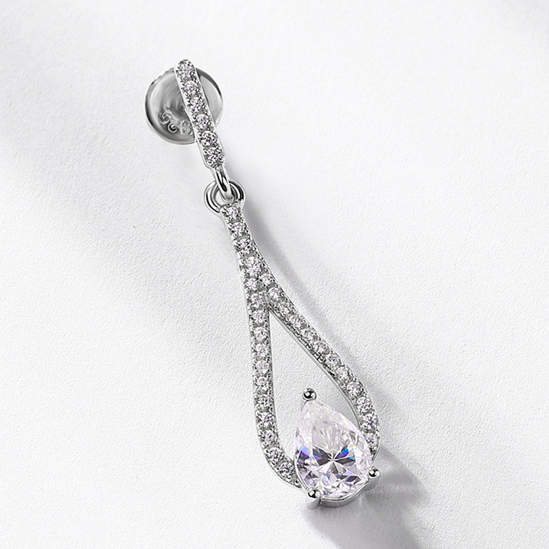 Cross-border especial S925 pendientes de plata moissanite Super brillante largo nicho alto sentido ins alto frío pendientes de estilo europeo y americano