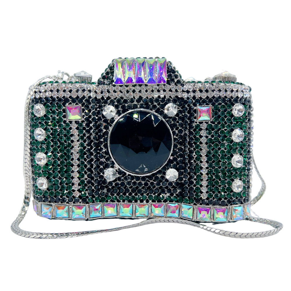 Túi clutch nữ đính kim cương cầm tay dự tiệc sang trọng — Cà phê vàng/hàng có sẵn, Màu xanh lục, Màu bạc, Màu xanh lá chi tiết 1