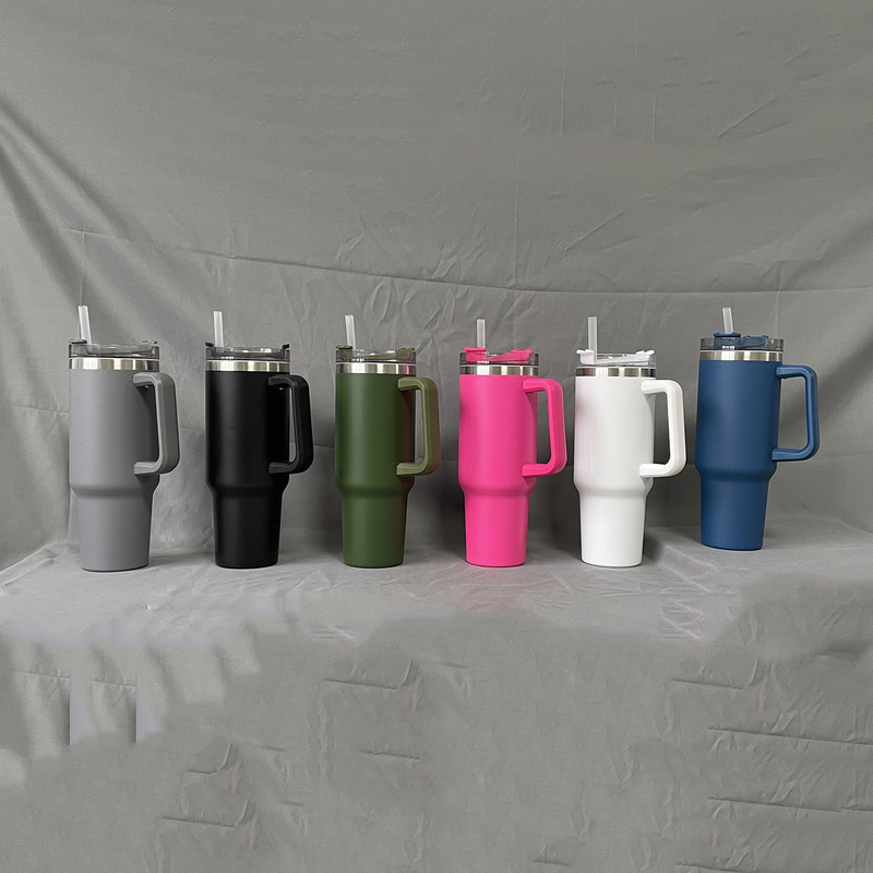 Large-Capacity Handle Straw Cup, Giant Cold-Keeping Ice Cup, 304 Stainless Steel Insulated Cup, Car-Mounted Cup