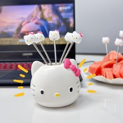 ハローキティフルーツフォーク漫画家庭用クリエイティブkt猫挿しサインステンレスフルーツフォークかわいい子供