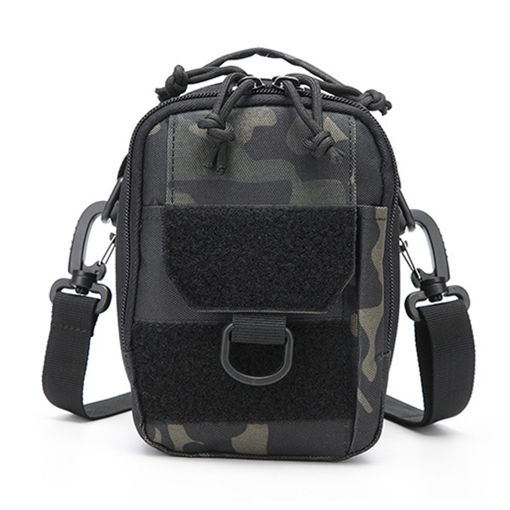Outdoor Tactical Crossbody Double-Layer Small Square Bag Edc Tool Bag Molle Waist Bag Multi-Functional Handbag
