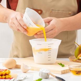 Food Grade Silicone Measuring Cup with Scale Household Commercial Measuring Cup Visible Semi-permeable Thickened High Temperature Resistant Baking Tool