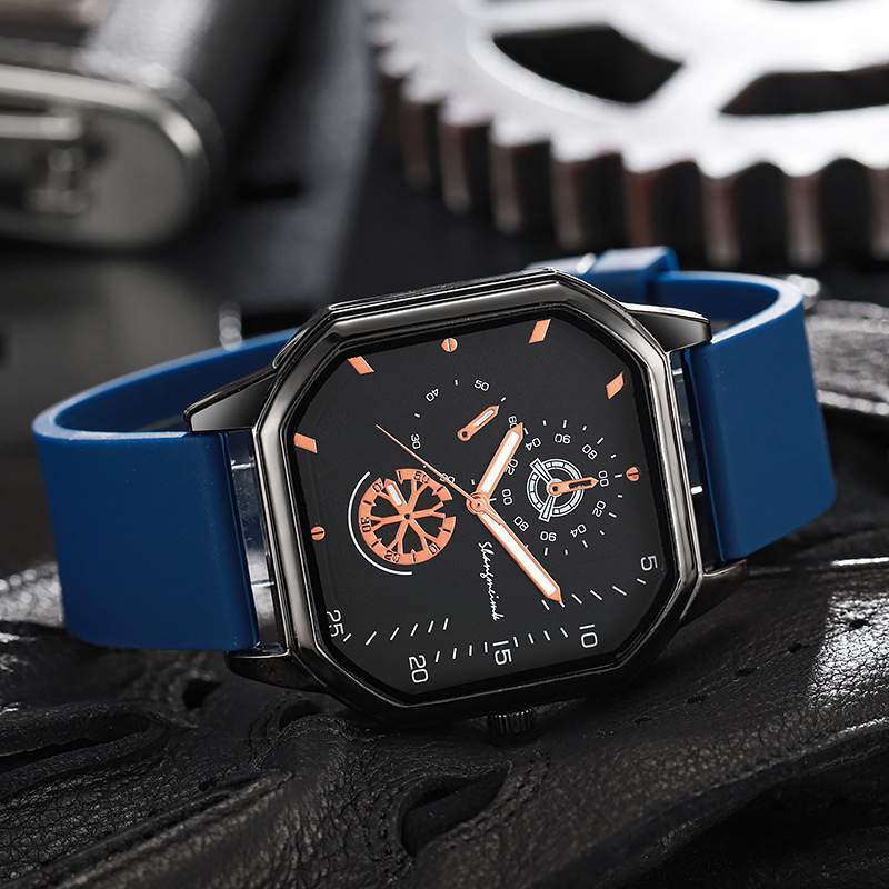 La gran esfera de Liu moda nuevo cinturón de carcasa cuadrada de doble nivel casual personalidad de los hombres reloj de cuarzo deportivo al por mayor