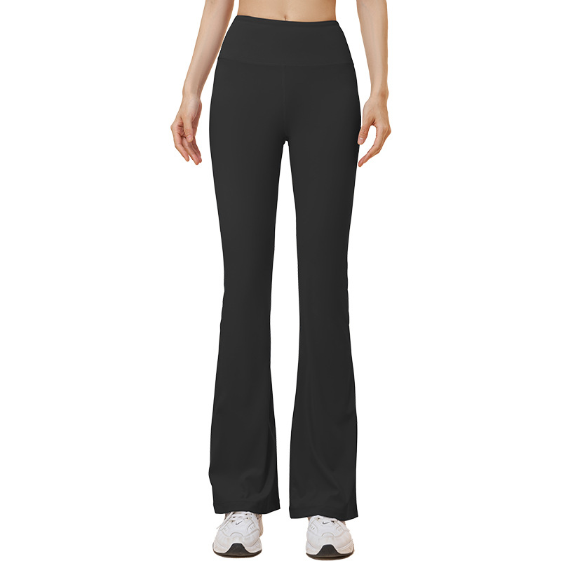 Pantalones acampanados de secado rápido Juyitang, cintura alta, glúteos, abdomen, piernas altas elásticas y anchas, pantalones de yoga adelgazantes sin costuras