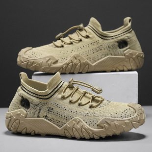 2025 Flying Knitted Shoes Socks Shoes Slip-On Loafers Fashion Versatile Breathable Sports Shoes Men's Putian Trendy Casual