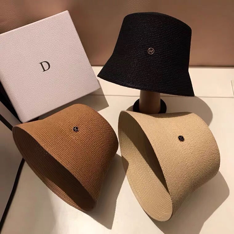 Summer New Casual All-match Straw Bucket Hat Japanese Style High Cold Face Shading Sun Hat Outdoor Travel Basin Hat