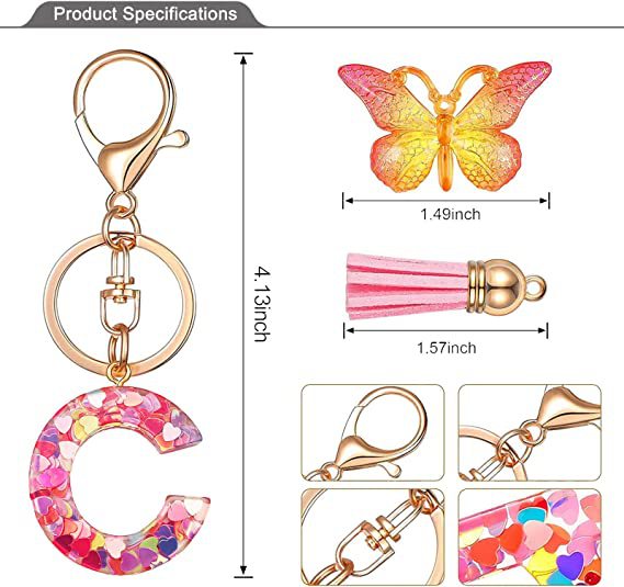 20g Weight Bag Pendant, Keychain Classification Luxurious Letter Colorful Arylic Unisex Bag Pendant Keychain