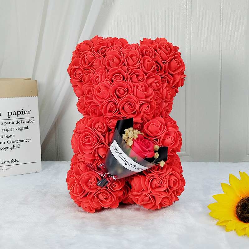 pe ハグフラワーローズベアギフトボックス永遠の花バレンタインデーギフト pe クリエイティブシミュレーション泡花ローズベア|undefined