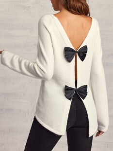 N 42741 Fashion Solid Color Long Sleeve Sweater ��ɫ�L��ë��