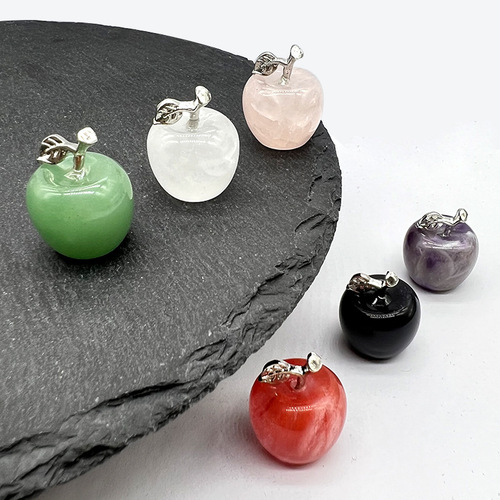 Cross-border best-selling natural crystal agate jade small apple ornament multi-colored peace Christmas gift