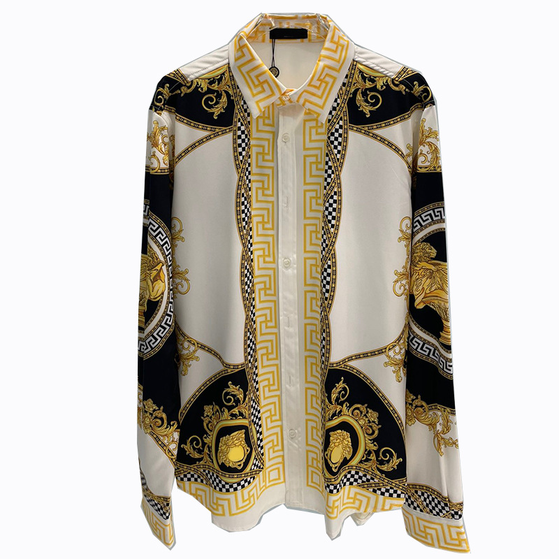 Camisa de Manga Larga para Hombre con Estampado Digital, Estilo Europeo y Americano, Novedad de Otoño 2024, Moda Juvenil Transfronteriza