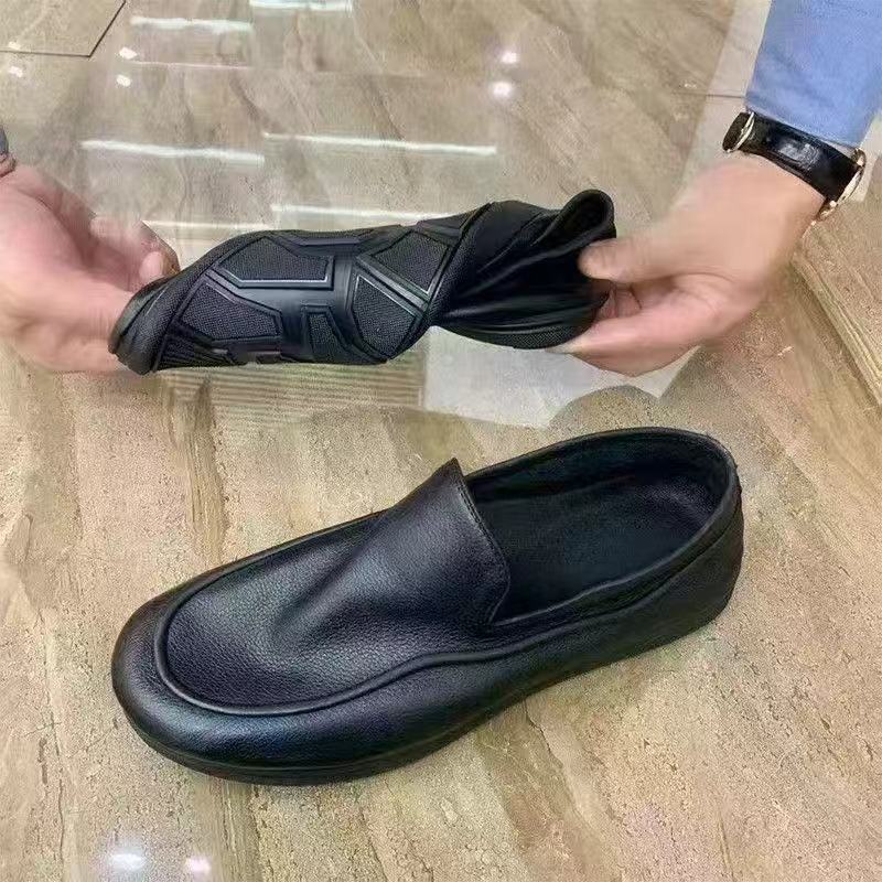 Casual Leather Shoes for Men, Soft-Soled Soft-Surface Business Leather Shoes, Non-Slip Slip-On Shoes, British Black Work Shoes for Men