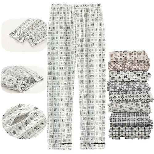 Men's Summer Pure Cotton Thin Long Pants Loose Casual Outerwear Home Pants with Double Pockets