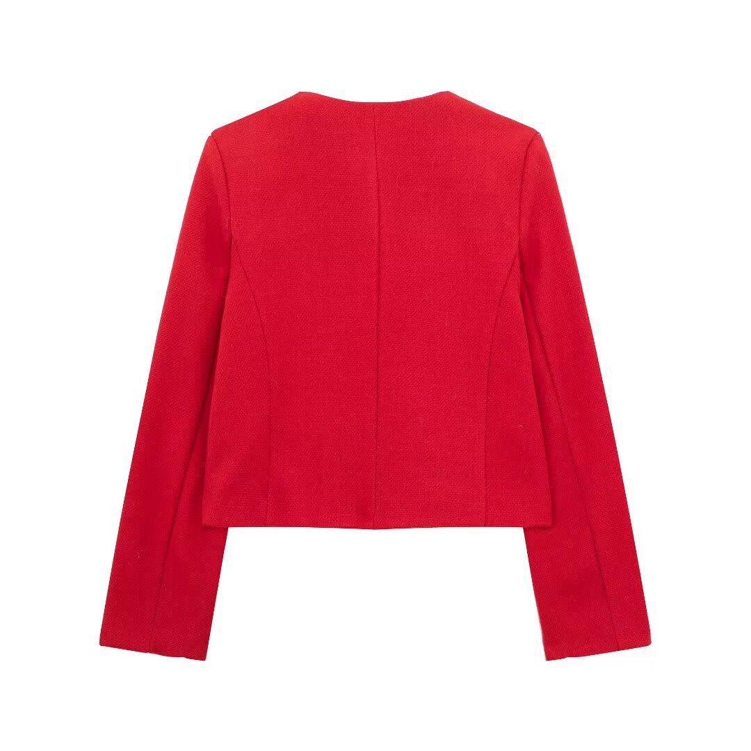 420g Weight Casual Jacket Outerwear Type Long Sleeve Sleeve Length Single Breasted Placket Type Regular Sleeve Sleeve Type Polyester Fabric Type Short Top Length Coat Tops Type Casual, Daily Occasion Round Neck Neckline Regular Fit Fit Type Solid Color Pattern Spring, Autumn Season Women's Gender Pocket Design Elegant, Streetwear Style Women's Elegant Streetwear Solid Color Pocket Single Breasted Coat Casual Jacket 29