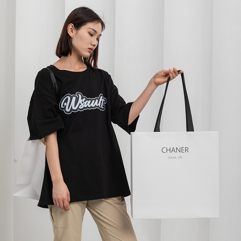 服装店手提袋定制购物袋 竖版正方形衣服女装店用纸袋大号纸袋子