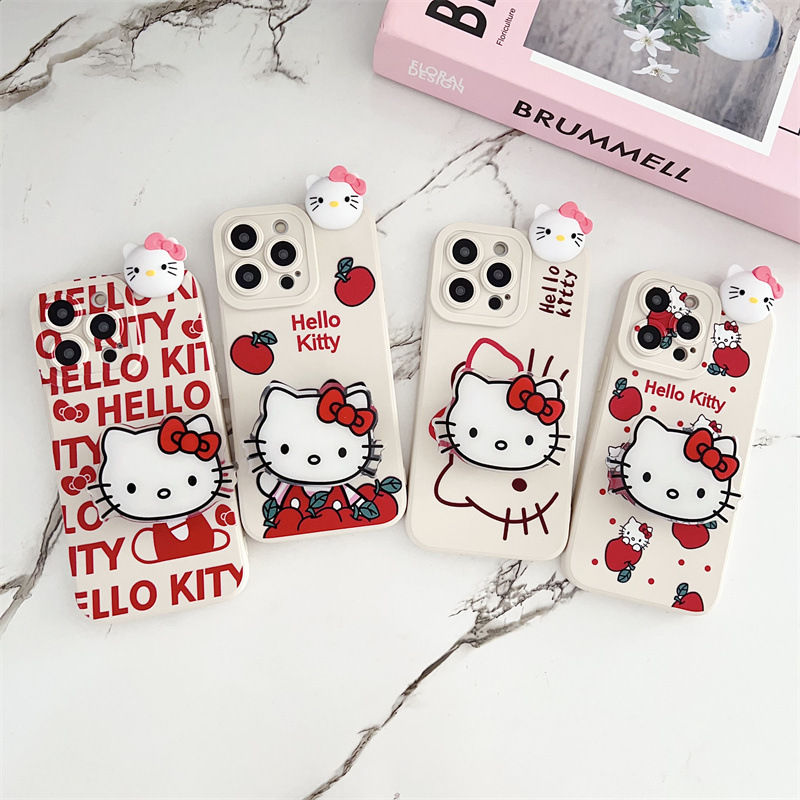 Suitable for OPPO A78 lying cover phone case Red Hello Kitty A57/A8/A72/A36 bracket doll rope A1