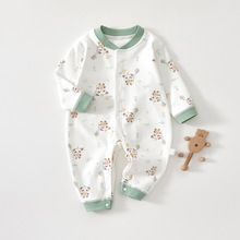 婴儿连体衣长袖无骨春秋款纯棉印花宝宝A类爬服新生儿家居服哈衣