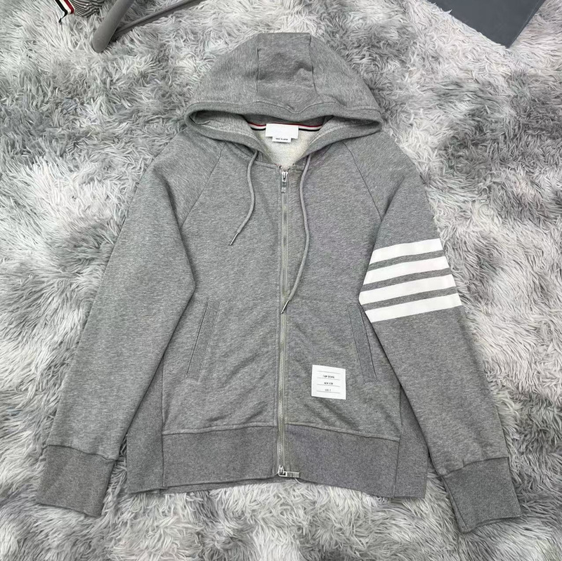 Tb Evergreen Classic Jacket Yarn-Dyed Four-Bar Stripesd Casual Zipper Hoodie Men's and Women's Same Style Hooded Jacket Tb Evergreen Classic Jacket Yarn-Dyed Four-Bar Stripesd Casual Zipper Hoodie Men's and Women's Same Style Hooded Jacket