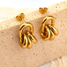 跨境欧美时尚潮流新款金色圈圈耳环女个性简约耳饰耳钉饰品批发