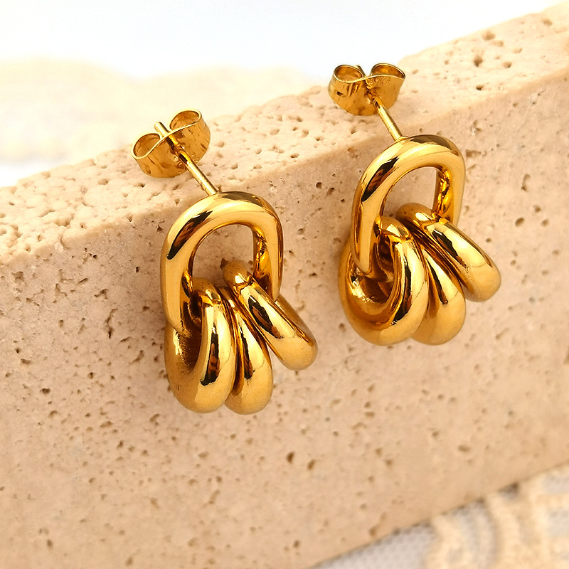 跨境欧美时尚潮流新款金色圈圈耳环女个性简约耳饰耳钉饰品批发