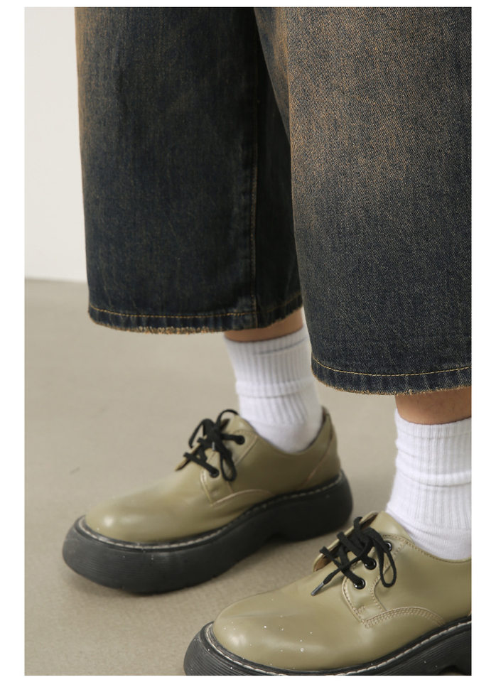 Quần short denim nữ ống rộng lửng kiểu Mỹ — Màu trắng, Màu xanh denim thô, Màu đen thô, Ngụy trang màu mơ chi tiết 13