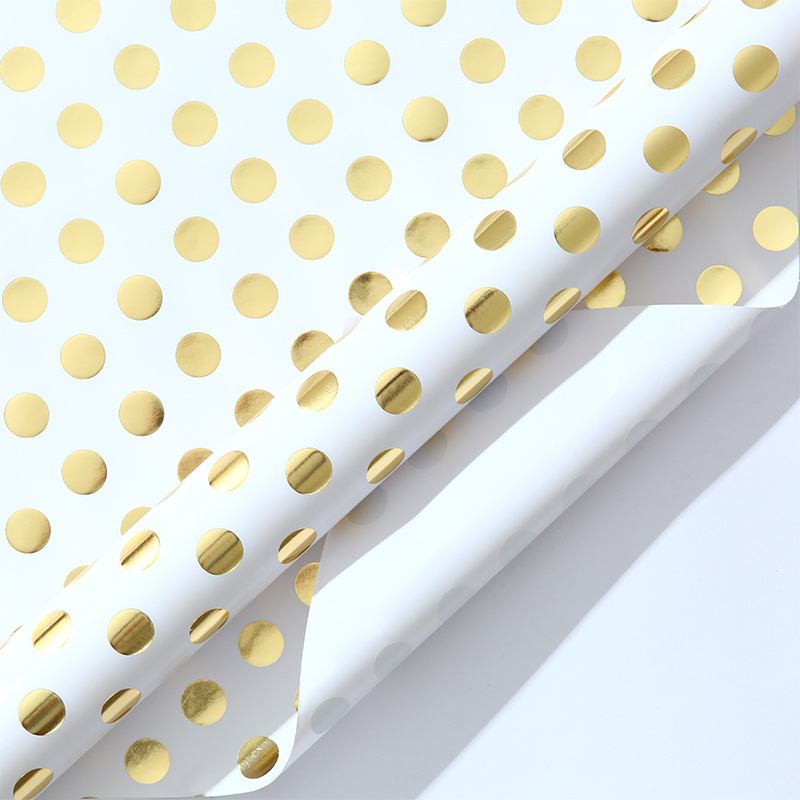 Amazon venta caliente de papel de gran tamaño de papel de papel de bronce estampado dorado ondulado punto inclinado banda de regalo papel de embalaje mayorista