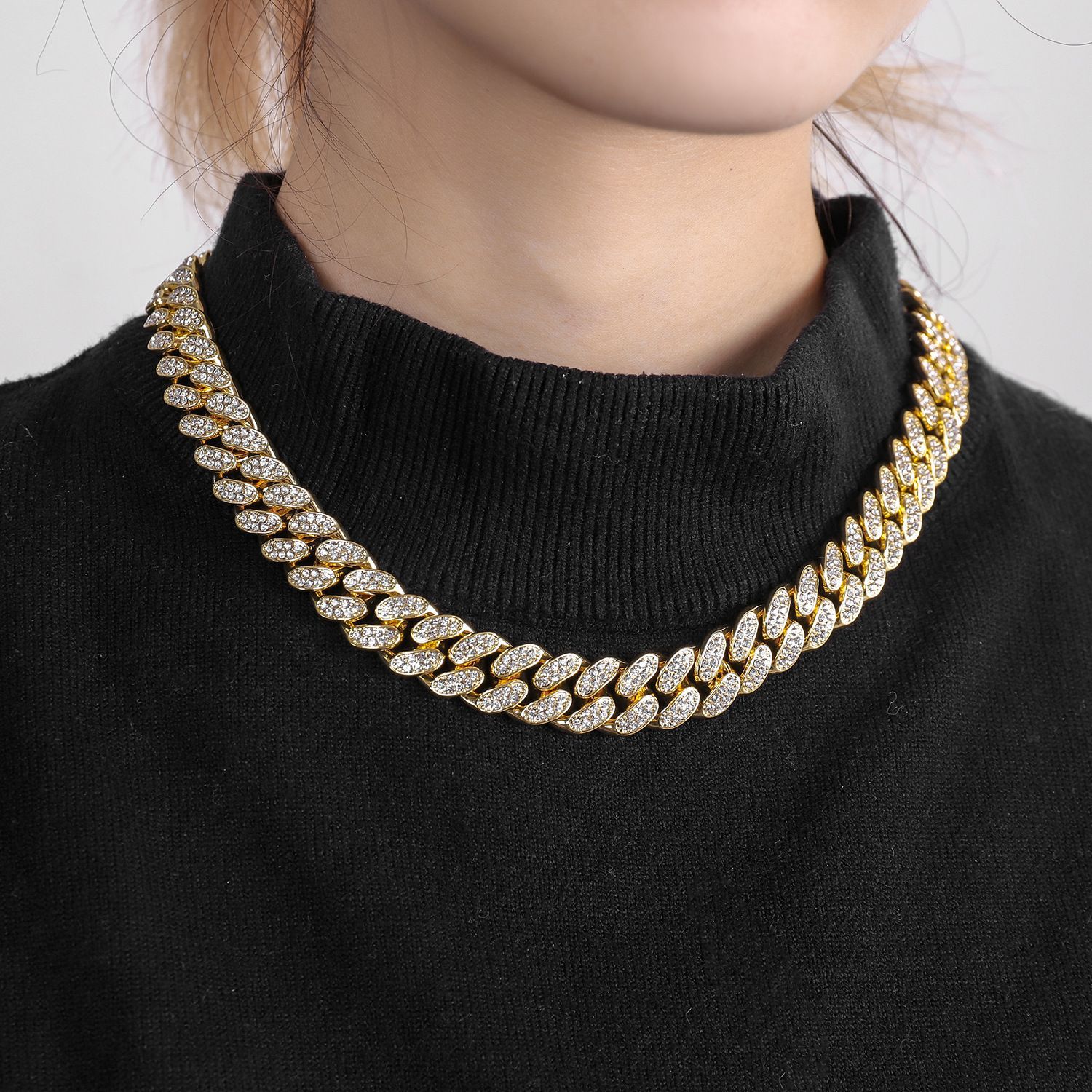 Full double row diamond Cuban hiphop niche design personalized jewelry bracelet_voghion.com