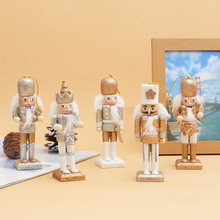 跨境新款12cm圣诞胡桃夹子摆件撒粉圣诞节士兵卡通木偶圣诞树挂件