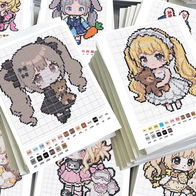 In-Stock Fast Shipping】Cute Anime Girl Pixel Art Patterns Cartoon Pixel Instagram-Style Retro Decorative Stickers