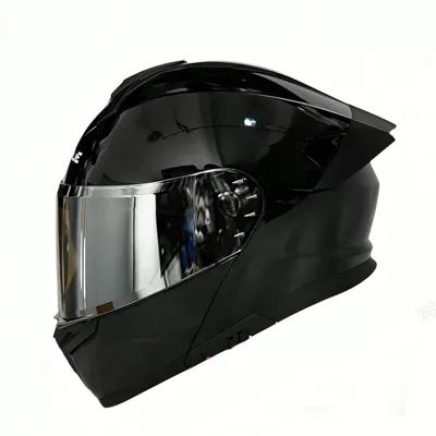 Motosiklet kaskı (dəbilqə) for men, all-season universal electric - piano-black-silver-plated-mirror-m-54-55