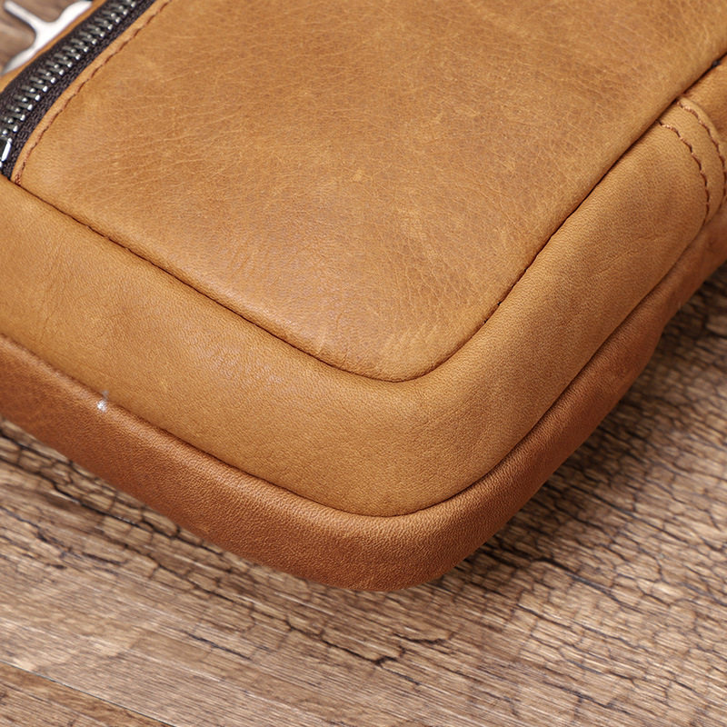 Túi đeo chéo nam mini da bò lớp đầu 13x5x19 cm — Màu đen chi tiết 18