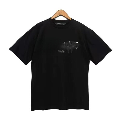Cherry Pop Palm Angel Inkjet Letter Print Crew Neck T-Shirt for Men and Women