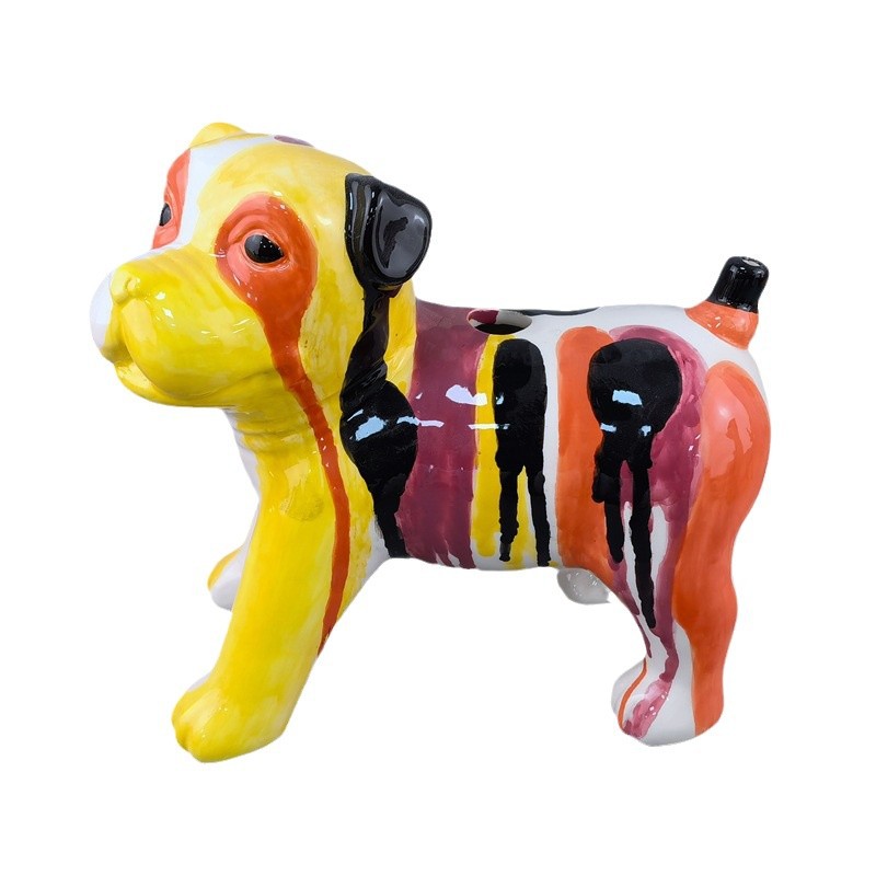 Nórdico colorido perro de estilo de cerámica perro de estilo