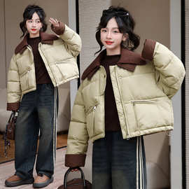 2024冬季新款羽绒棉衣女童短款加厚棉服外套韩版儿童保暖棉袄批发