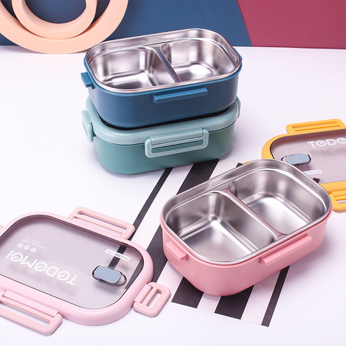 304 stainless steel insulated lunch box, portable lunch box for students and office workers, square large-capacity lunch box, special and beautiful