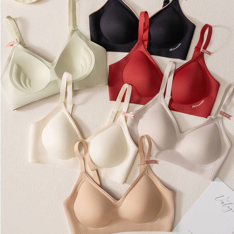 Japanese Sports Fixed One-Piece Bra, Summer Thin Style, Gathered, Smooth, Seamless, Wireless Bra for Women