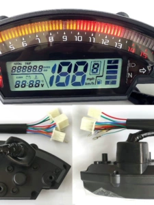 Motorcycle modification accessories LCD display screen, large LCD instrument, color mileage speedometer, water temperature and oil level gauge, universal