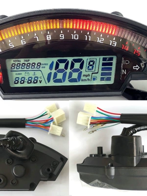 Motorcycle modification accessories LCD display screen, large LCD instrument, color mileage speedometer, water temperature and oil level gauge, universal (tachometer)