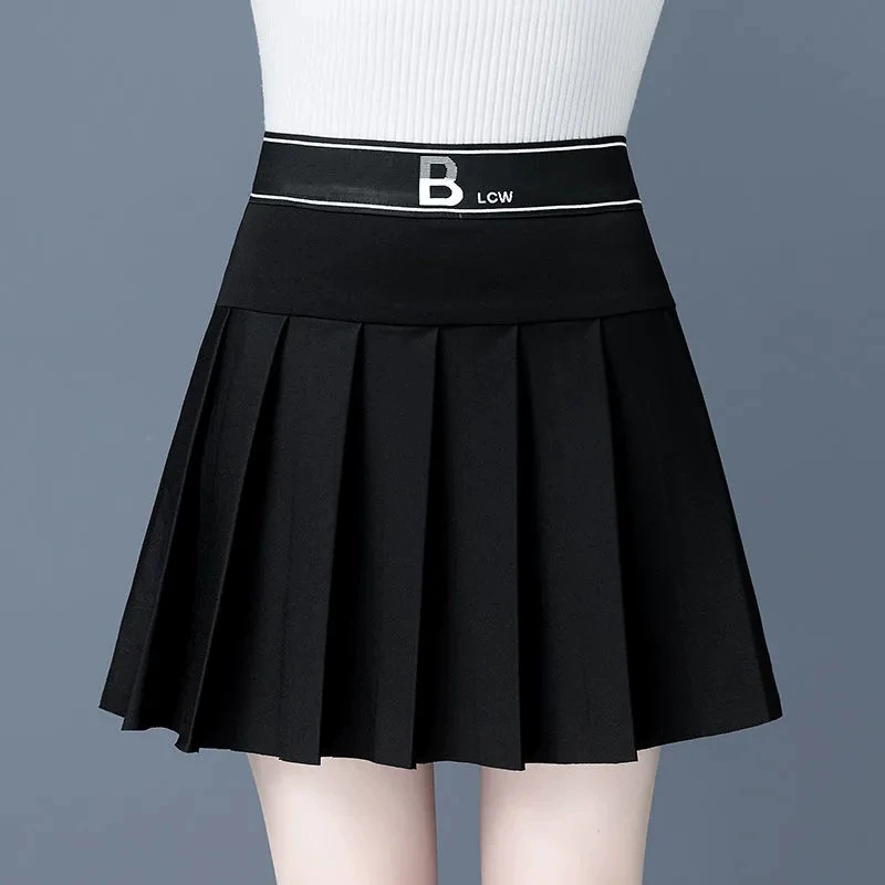 Плиссированная юбка женская Свежая Элегантная приталенная универсальная юбка с высокой талией в Корейском стиле, модная юбка А-силуэтом на весну и лето