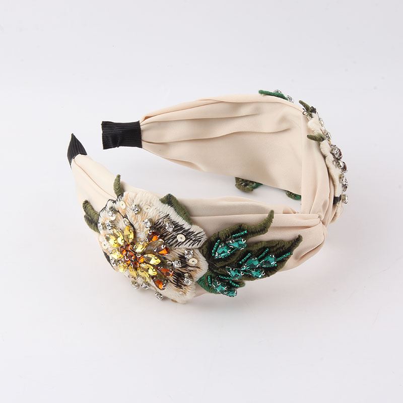 Flower Pattern Casual Vacation Flower Cloth Inlay Rhinestones Hair Band