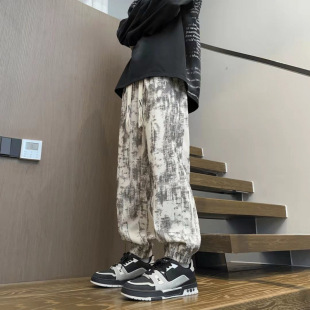 Tie-Dye Ink Painting Casual Pants Men Spring Summer 2025 New High Street Loose Trendy Versatile Jogger Sweatpants