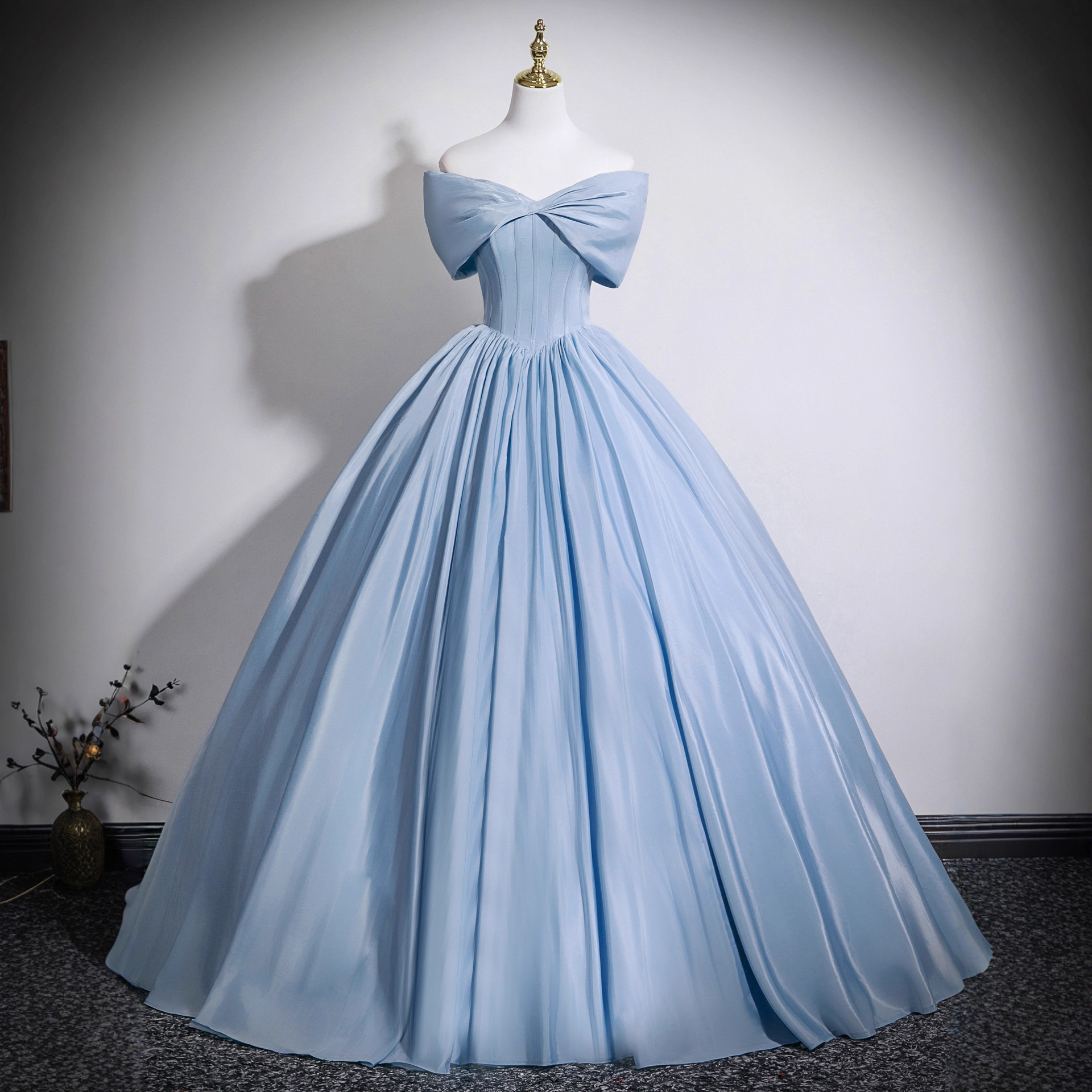 Student Art Exam Evening Dress Light Blue New Style Waist Slimming Fashionable Banquet Stage Host Performance Dress Long Skirt