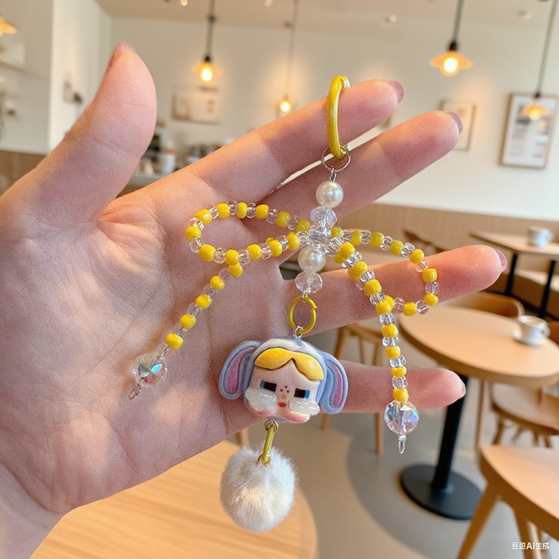 人気の泣いている赤ちゃんのリボンカラフルなビーズキーホルダー手作り diy 装飾ペンダント車のキーチェーンペンダント女性のための|undefined