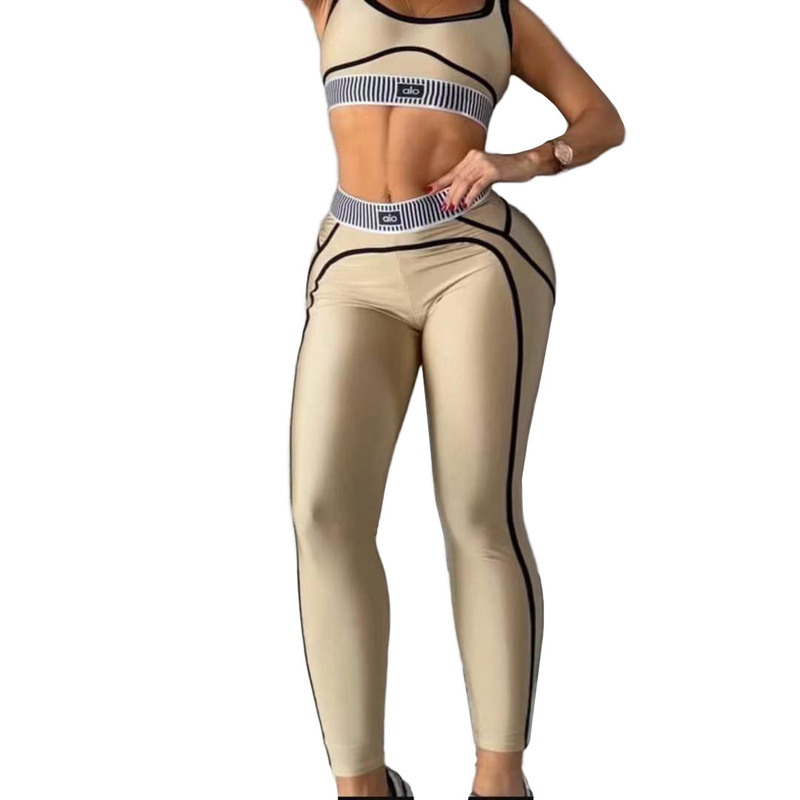 DD0156 ヨーロッパとアメリカの女性のクロスボーダーカジュアルスポーツフィットネススーツ高強度耐衝撃ランニングヨガスーツ 2 点セット|undefined