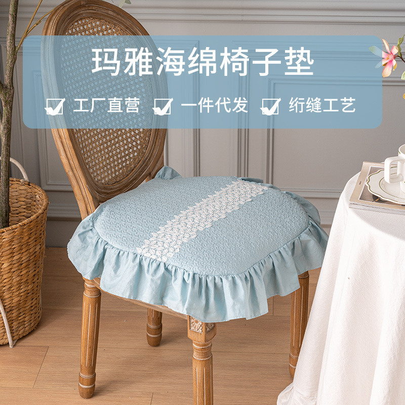 Factory Direct Four Seasons Universal Korean Style Lace Embroidered Cotton Chair Cushion Square Sponge Cushion Machine Washable