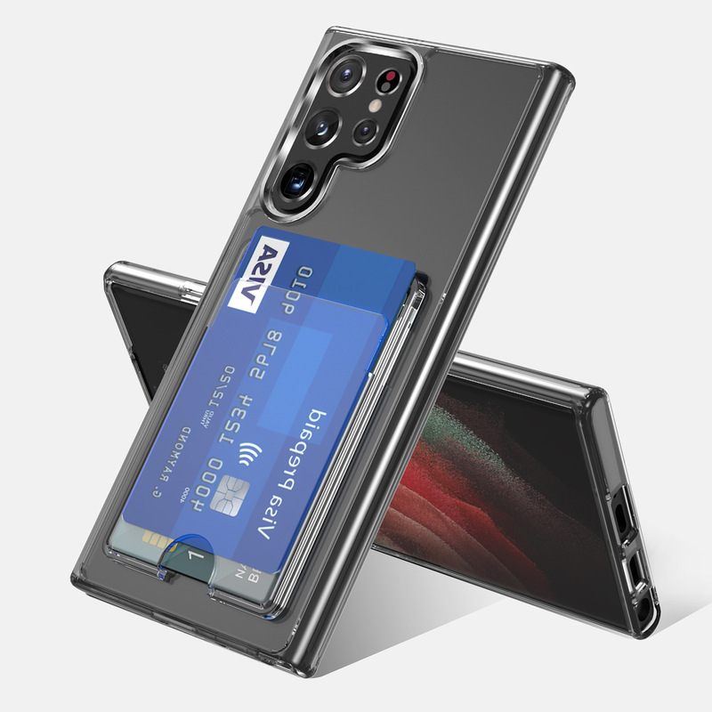 Suitable for Samsung S24Ultra Transparent Mobile Phone Case Card Holder S23Plus Acrylic Card-Inserting Note20 Protective Case Suitable for Samsung S24Ultra Transparent Mobile Phone Case Card Holder S23Plus Acrylic Card-Inserting Note20 Protective Case