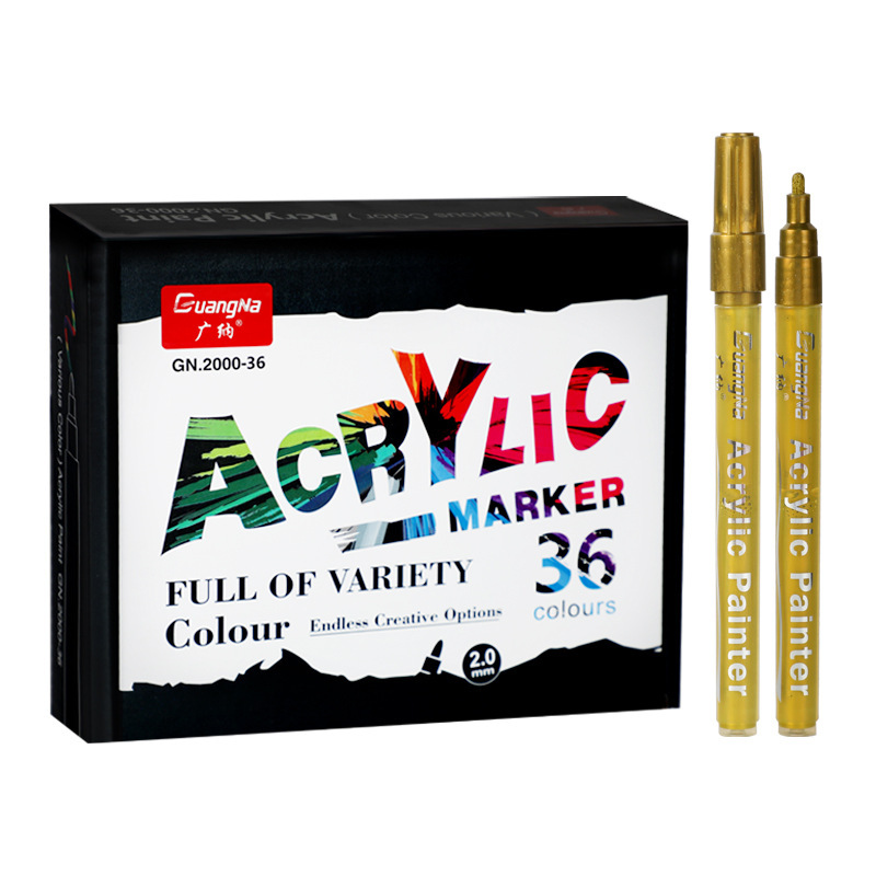Guangna 2000 a base de agua de 2mm marcador de acrílico tipo prensa 12 colores 24 colores 36 colores 48 colores traje transfronterizo exclusivo