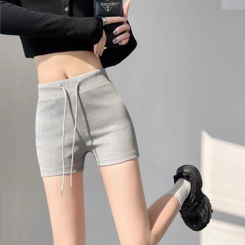 High-Waisted Slimming Cycling Tight Casual Shorts for Women, Summer American Style Hot Girl Yoga Drawstring Sports Hot Pants
