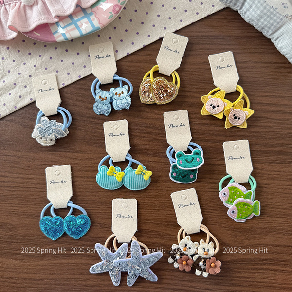 Cute cartoon elastic children's hair rope with pigtail